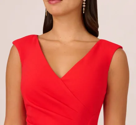 Adrianna Papell Wedding Guest Dresses|Day Dresses*Crepe Sheath Dress With Draped Details In Red Crush
