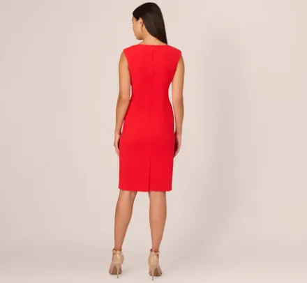 Adrianna Papell Wedding Guest Dresses|Day Dresses*Crepe Sheath Dress With Draped Details In Red Crush