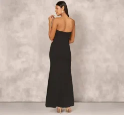Adrianna Papell Wedding Guest Dresses|Formal Dresses*Crepe Strapless Mermaid Gown With Organza Ruffle Skirt In