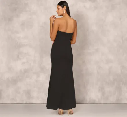 Adrianna Papell Wedding Guest Dresses|Formal Dresses*Crepe Strapless Mermaid Gown With Organza Ruffle Skirt In