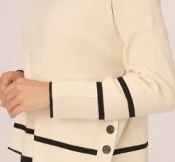 Adrianna Papell Tops & Blouses|Sweaters*Crew Neck Pullover Sweater With Tipped Details In Cream Black