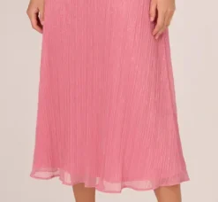 Adrianna Papell Wedding Guest Dresses|Day Dresses*Crinkle Mesh Midi Dress With Flutter Sleeves In Faded Rose
