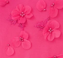 Adrianna Papell Wedding Guest Dresses|Petite-Friendly*3D Floral And Bead Embellished Midi Dress With Flounce Skirt In Electric Pink