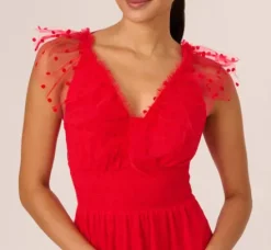 Adrianna Papell Wedding Guest Dresses|Day Dresses*Dot Tulle Ruffle Dress In