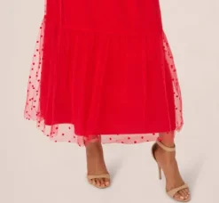 Adrianna Papell Wedding Guest Dresses|Day Dresses*Dot Tulle Ruffle Dress In