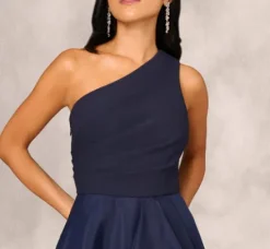 Adrianna Papell Wedding Guest Dresses|Formal Dresses*Draped Organza One Shoulder Ballgown In