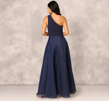 Adrianna Papell Wedding Guest Dresses|Formal Dresses*Draped Organza One Shoulder Ballgown In