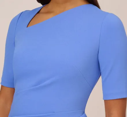 Adrianna Papell Wedding Guest Dresses|Day Dresses*Draped Ruffle Crepe Dress With Short Sleeves In Precious Peri
