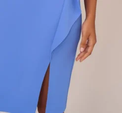 Adrianna Papell Wedding Guest Dresses|Day Dresses*Draped Ruffle Crepe Dress With Short Sleeves In Precious Peri