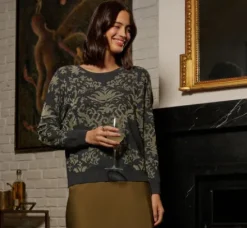 Adrianna Papell Tops & Blouses|Sweaters*Drop Shoulder Metallic Knit Sweater In Slate Grey Gold