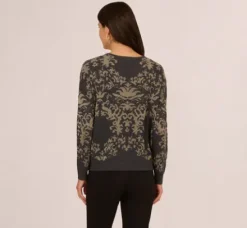 Adrianna Papell Tops & Blouses|Sweaters*Drop Shoulder Metallic Knit Sweater In Slate Grey Gold