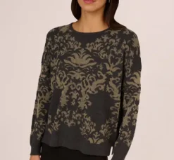 Adrianna Papell Tops & Blouses|Sweaters*Drop Shoulder Metallic Knit Sweater In Slate Grey Gold