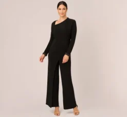 Adrianna Papell Jumpsuits*Embellished Jersey Jumpsuit With Asymmetric Neck In