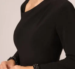 Adrianna Papell Jumpsuits*Embellished Jersey Jumpsuit With Asymmetric Neck In