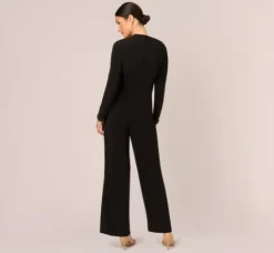 Adrianna Papell Jumpsuits*Embellished Jersey Jumpsuit With Asymmetric Neck In