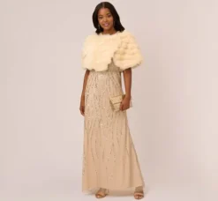 Adrianna Papell Shawls & Wraps*Faux Fur Wrap With Stone Brooch In