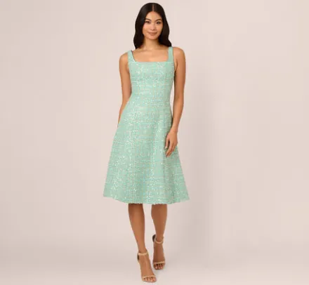 Adrianna Papell Wedding Guest Dresses|Petite-Friendly*Fit And Flare Sequin Boucle Dress In