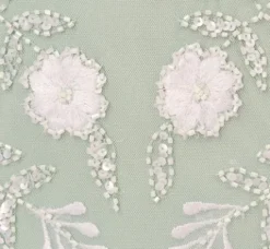 Adrianna Papell Wedding Guest Dresses|Petite-Friendly*Floral Beaded Dress With Sheer Flutter Sleeves In Icy Sage Ivory