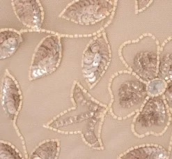 Adrianna Papell Wedding Guest Dresses*Floral Beaded Sheath Dress With Sheer Neck And Sleeves In