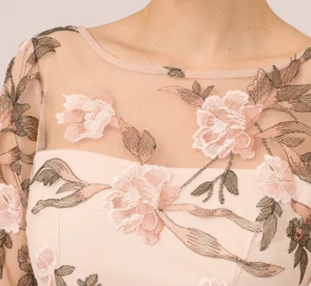 Adrianna Papell Wedding Guest Dresses|Day Dresses*Floral Embroidered Bell Sleeve Sheath Dress In Blush Multi