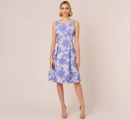 Adrianna Papell Wedding Guest Dresses|Day Dresses*Floral Jacquard Fit And Flare Dress With Midi Skirt In Peri Cruise