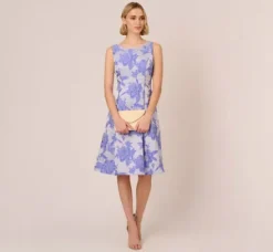 Adrianna Papell Wedding Guest Dresses|Day Dresses*Floral Jacquard Fit And Flare Dress With Midi Skirt In Peri Cruise