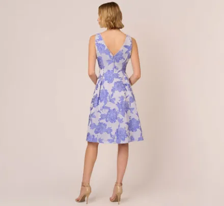 Adrianna Papell Wedding Guest Dresses|Day Dresses*Floral Jacquard Fit And Flare Dress With Midi Skirt In Peri Cruise