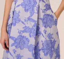 Adrianna Papell Wedding Guest Dresses|Day Dresses*Floral Jacquard Fit And Flare Dress With Midi Skirt In Peri Cruise