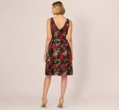 Adrianna Papell Wedding Guest Dresses|Day Dresses*Floral Jacquard Fit And Flare Dress In Black Red