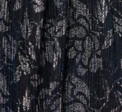 Adrianna Papell Wedding Guest Dresses|Grandmother Of The Bride & Groom*Floral Metallic Crinkle Ankle Length Dress With Flutter Sleeves In Navy Silver