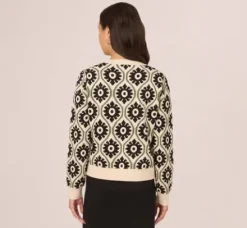 Adrianna Papell Tops & Blouses|Sweaters*Floral Print Crew Neck Pullover Sweater In Cream Fatigue Black