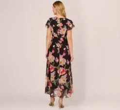 Adrianna Papell Jumpsuits|Day Dresses*Floral Print Cropped Jumpsuit With Skirt Overlay In Black Multi