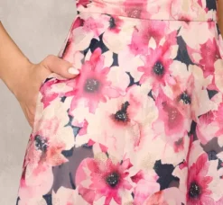 Adrianna Papell Wedding Guest Dresses|Formal Dresses*Floral Print Jacquard One Shoulder Ball Gown In Hot Pink Multi
