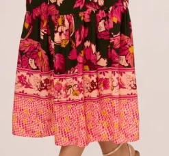Adrianna Papell Wedding Guest Dresses|Day Dresses*Floral Print Maxi Dress With Puff Sleeves In Hunter Multi