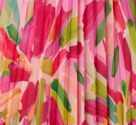 Adrianna Papell Wedding Guest Dresses|Day Dresses*Floral Print Pleated Chiffon Midi Dress In Pink Green Multi
