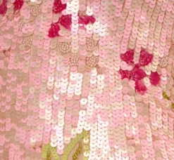 Adrianna Papell Wedding Guest Dresses*Floral Sequin Beaded Dress With Split Flutter Sleeves In Blush Multi
