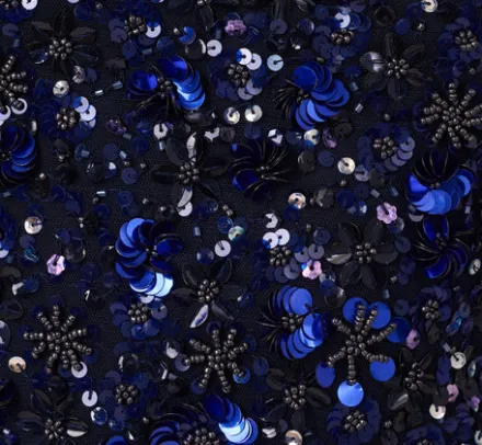Adrianna Papell Wedding Guest Dresses|Grandmother Of The Bride & Groom*Floral Sequin Sleeveless Ankle Length Dress With Sheer Neckline In Light Navy