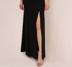 Adrianna Papell Wedding Guest Dresses|Formal Dresses*Flutter Sleeve Crepe Gown With Floral Sequin Beading In Black Blush Multi