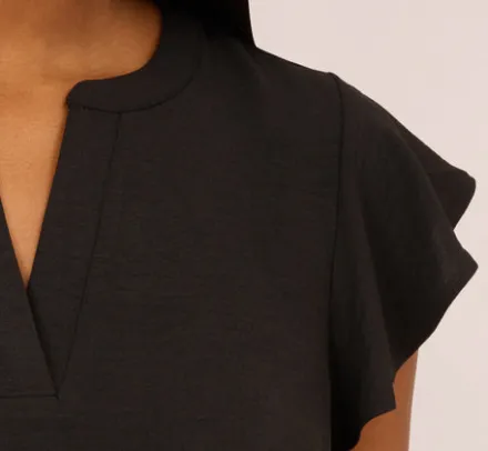 Adrianna Papell Tops & Blouses*Flutter Sleeve Top With Notched Neck In