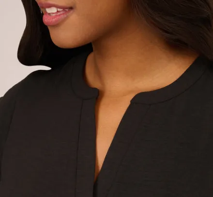 Adrianna Papell Tops & Blouses*Flutter Sleeve Top With Notched Neck In