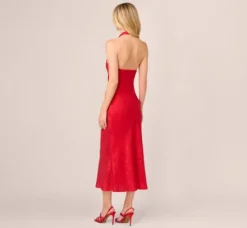 Adrianna Papell Wedding Guest Dresses|Petite-Friendly*Foil Woven Halter Midi Dress In