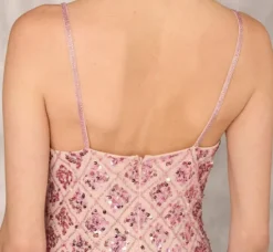 Adrianna Papell Wedding Guest Dresses|Formal Dresses*Geometric Sequin Beaded Gown With Scoop Neckline In Pink Multi