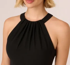 Adrianna Papell Jumpsuits|Day Dresses*Halter Crepe Overlay Jumpsuit In Black Ivory