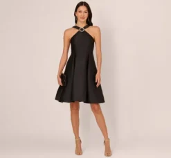 Adrianna Papell Wedding Guest Dresses|Day Dresses*Halter Mikado Dress With Jeweled Ring Accent In