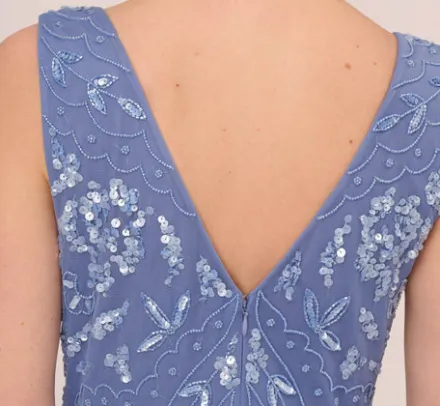 Adrianna Papell Wedding Guest Dresses|Formal Dresses*Hand-Beaded Ankle-Length Dress In French Blue