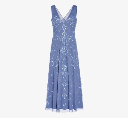 Adrianna Papell Wedding Guest Dresses|Formal Dresses*Hand-Beaded Ankle-Length Dress In French Blue