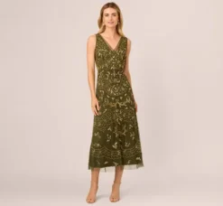 Adrianna Papell Wedding Guest Dresses|Formal Dresses*Hand-Beaded Ankle-Length Dress In