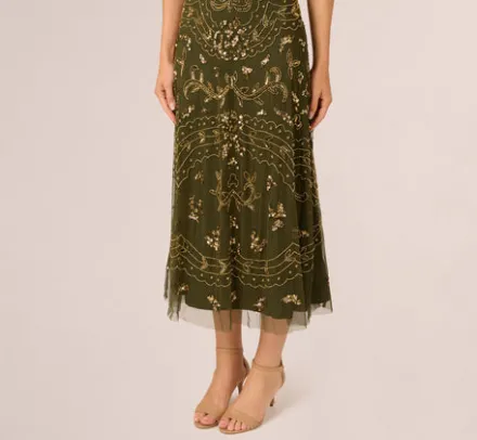 Adrianna Papell Wedding Guest Dresses|Formal Dresses*Hand-Beaded Ankle-Length Dress In