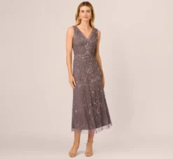 Adrianna Papell Wedding Guest Dresses|Formal Dresses*Hand-Beaded Ankle-Length Dress In