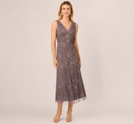 Adrianna Papell Wedding Guest Dresses|Formal Dresses*Hand-Beaded Ankle-Length Dress In